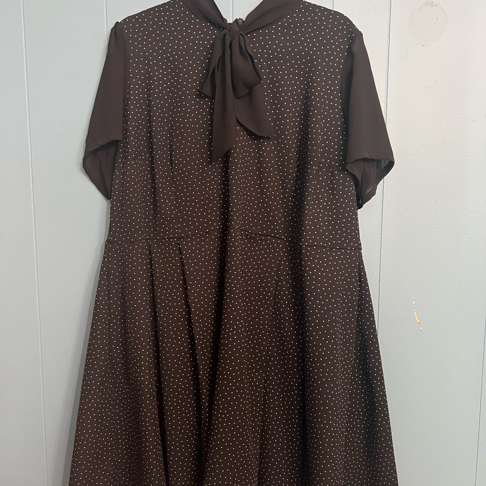 Black Polka Dot Dress with Bow Collar